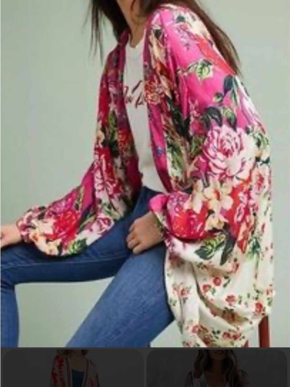 Anthropologie floret Japonica kimono style wrap blouse floral print